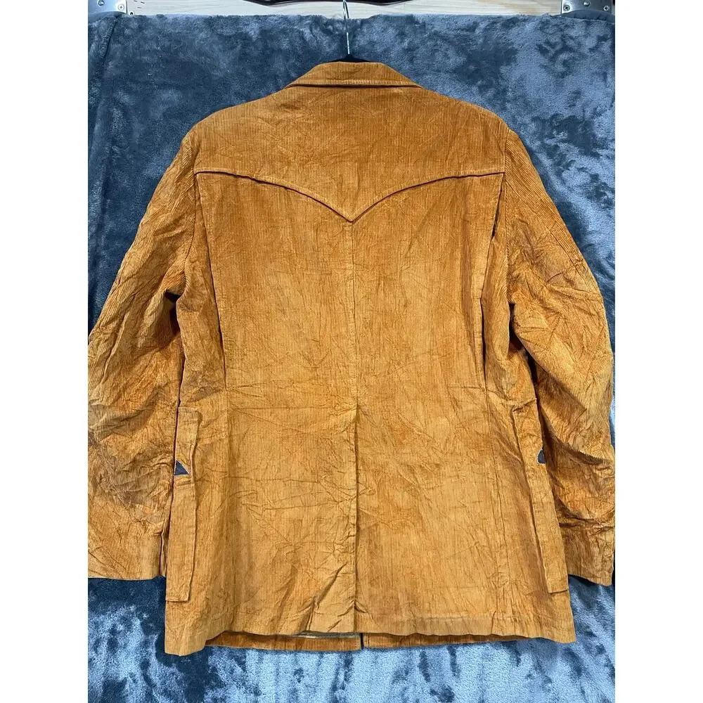 Vintage 70s  Corduroy Western Blazer Jacket Brad Whitney Mens Medium 38 40 Rust